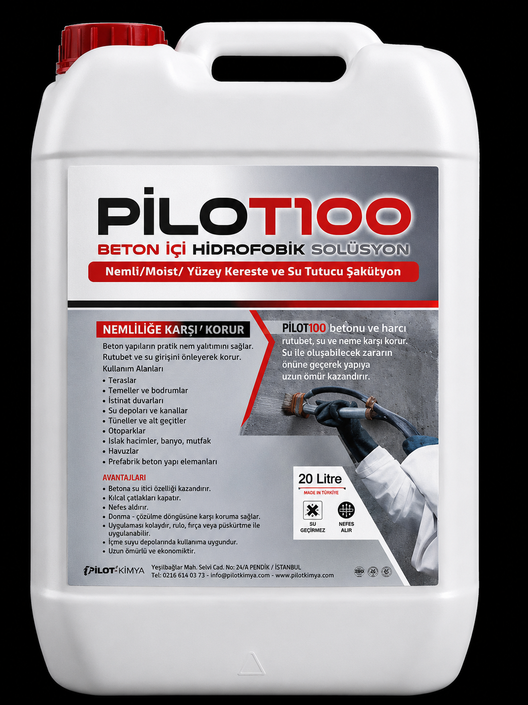 PİLOT 100 beton içi hidrofobik solüsyon bidonu